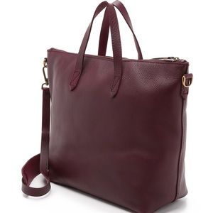Burgundy leather satchel transport tote